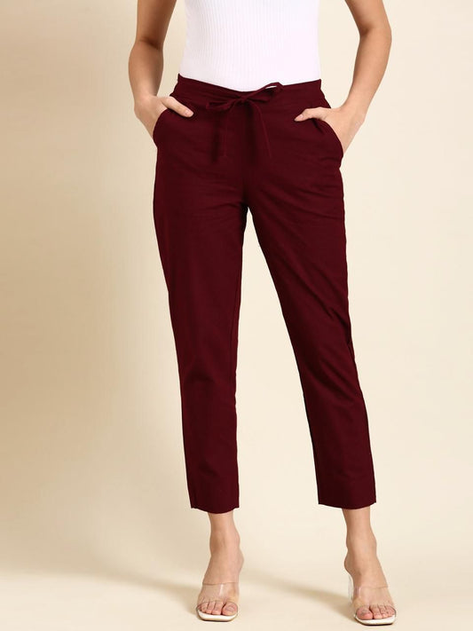 Maroon cotton pants