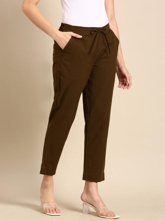 Coffee Brown Cotton Pants