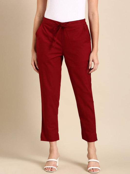 Deep red Cotton Pants